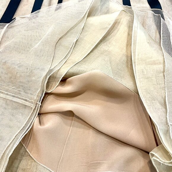 Akris 100% Silk Dress with Sheer Mesh Skirt & Vertical Stripe Detail ,US 8 - Picture 10 of 11